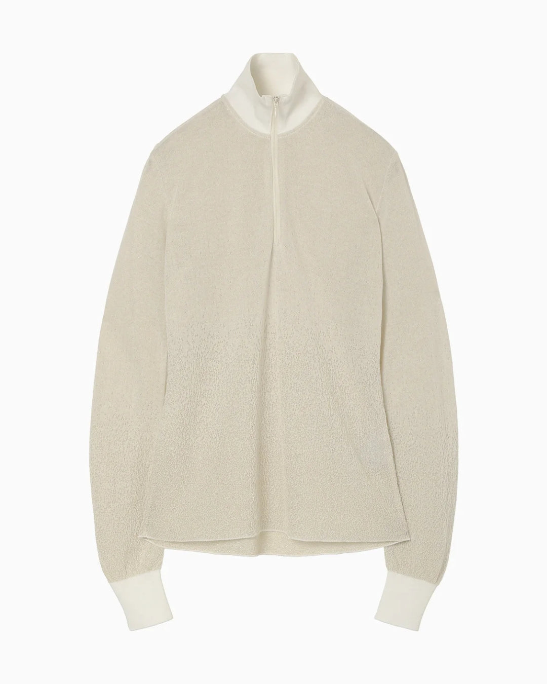 mame 半袖トップス サイズ2 Mame Kurogouchi, Half Zip Gradation Knit Top - Ecru | Experience