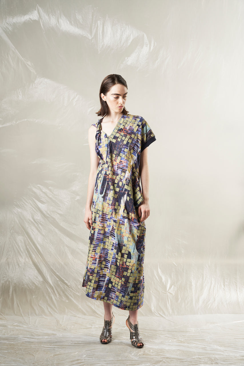 Divka | Marking Print Jersey Asymmetrical Draped Dress Experience 27 Madrid Divka | Marking Print Jersey Asymmetrical Draped Dress Experience 27 Madrid