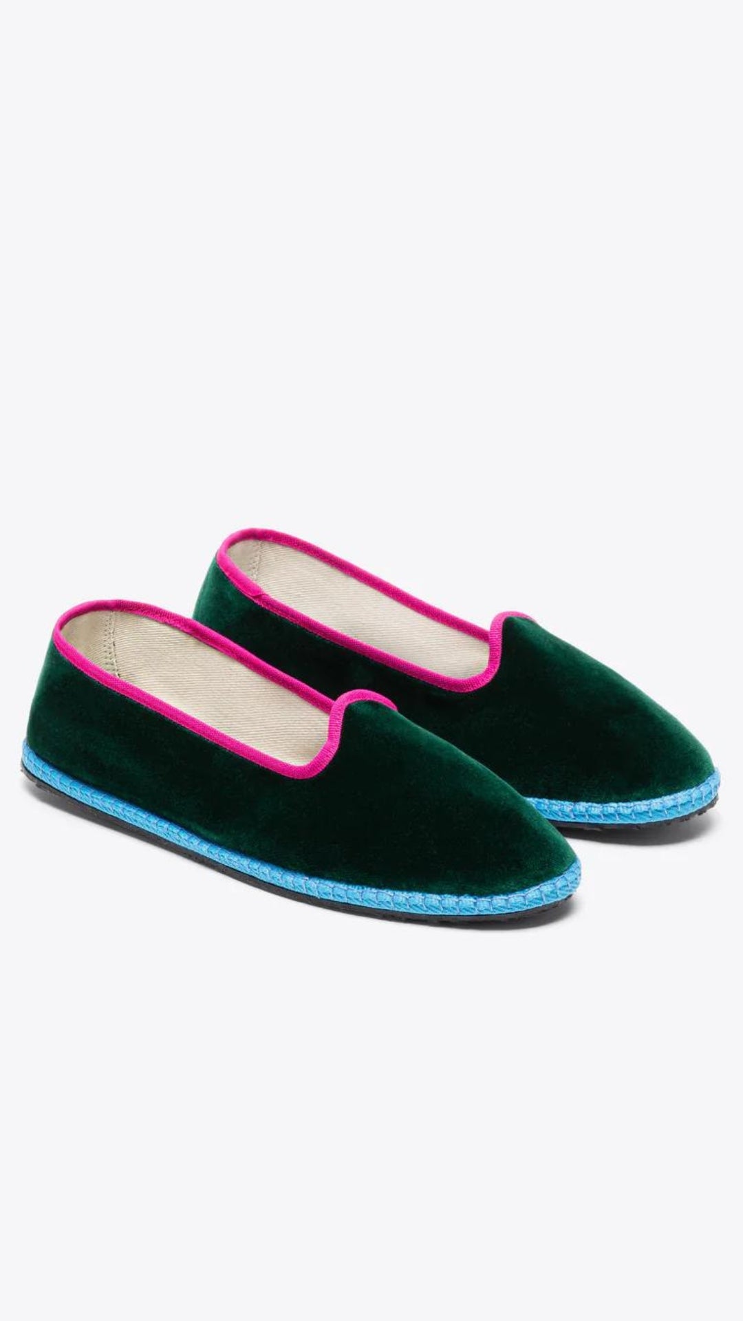 Velvet Slippers in Green