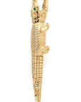 Bibi van der Velden, Alligator Bite Diamond Earring. Single alligator earring crafted in 18K gold with white diamond pace body. Shown from the side.