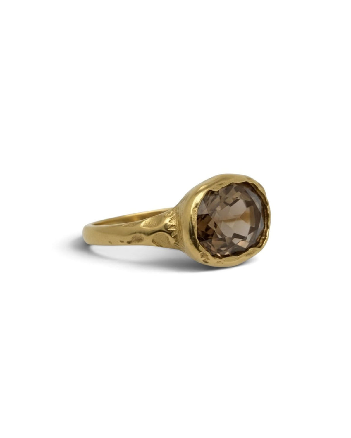 Camila D. Daneri Smoky Quartz Ring in gold vermeil, side angle view