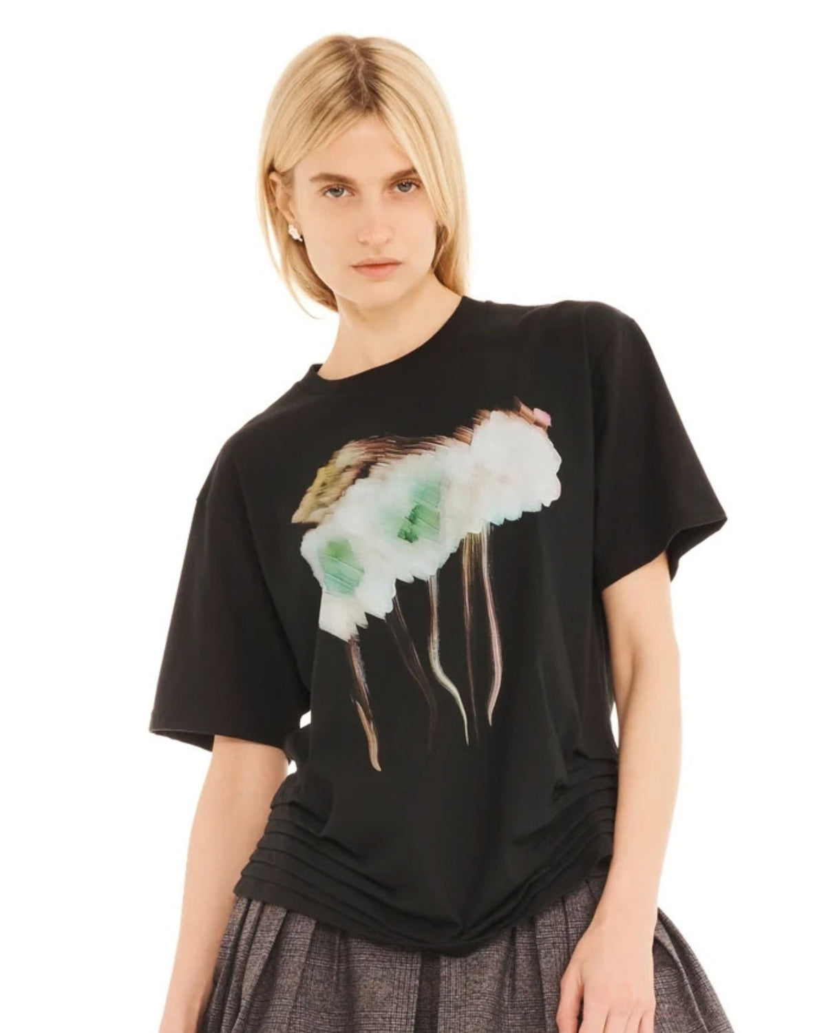 Collina Strada Hollow Blossom Katina Duo Tee in black, front view