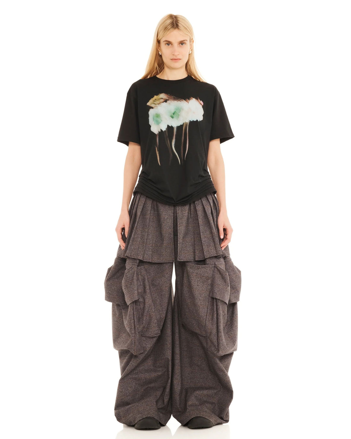 Collina Strada Hollow Blossom Katina Duo Tee in black, front view