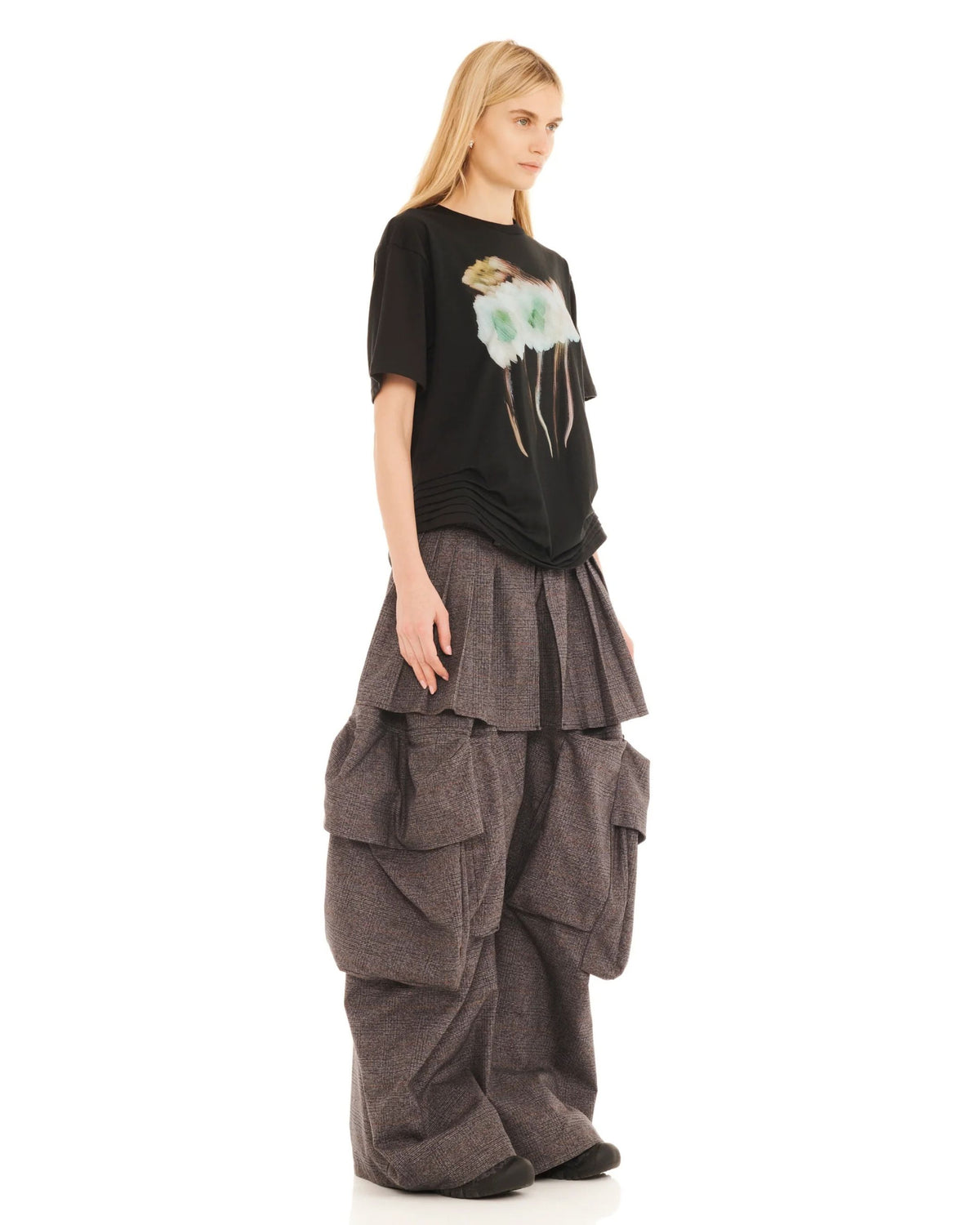Collina Strada Hollow Blossom Katina Duo Tee in black, three-quarter view