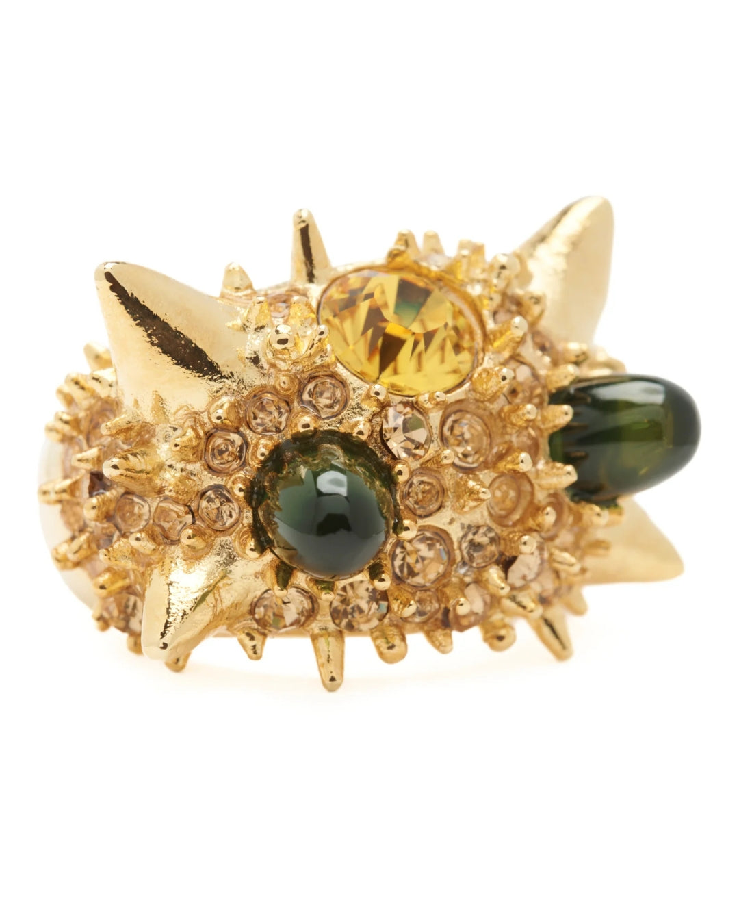 Collina Strada Alien Spike Ring in Gold — front close-up showing crystal setting