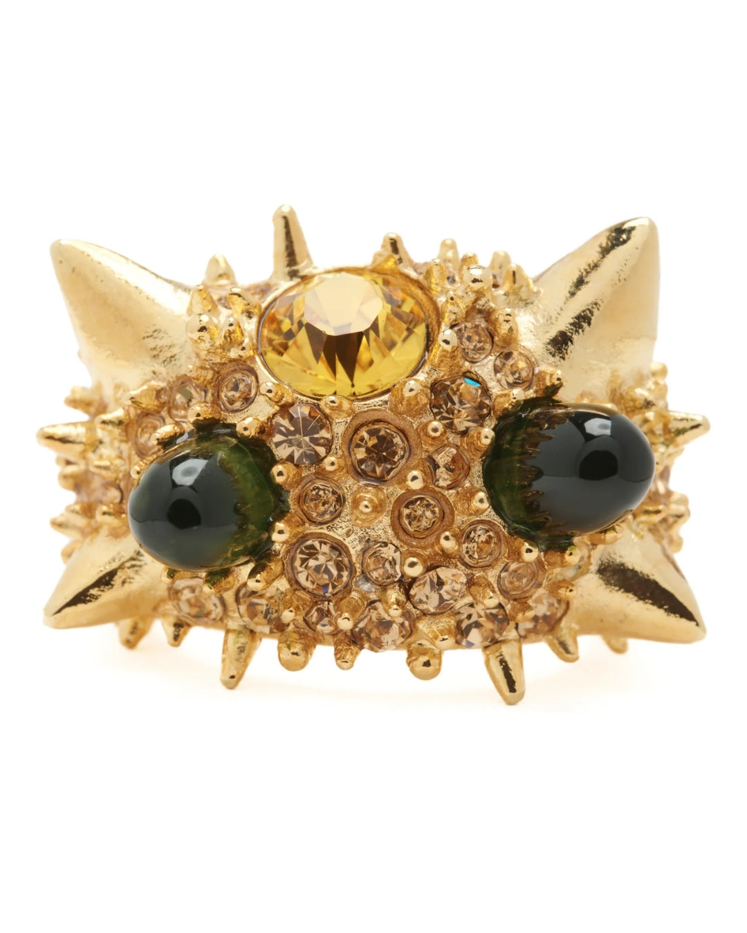 Collina Strada Alien Spike Ring in Gold — front view showing central crystal and cabochons