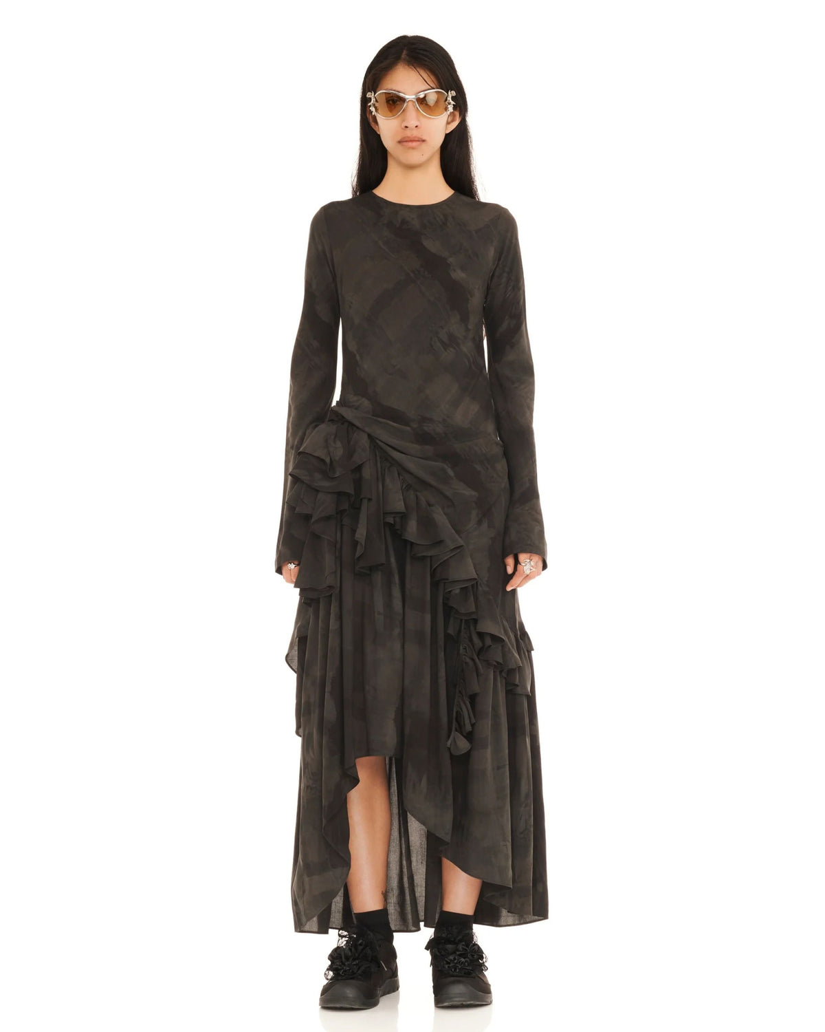 Collina Strada Black Gua Sha Athena Dress, full front view