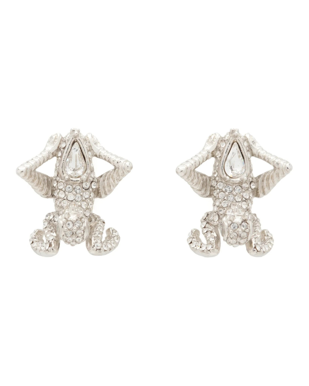 Collina Strada Mantis Earrings in Silver Clear — pair shown front-facing