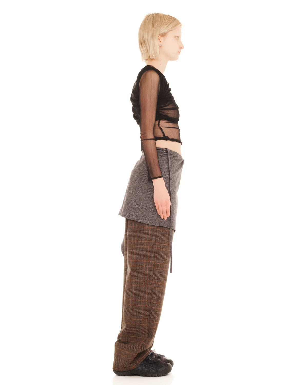 Collina Strada Stone and Amber Waterlily Pant with attached wrap skirt, side view