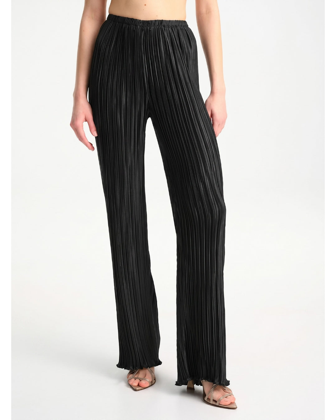 Daphne Valente Iris Trousers in Black — front view showing wide-leg silhouette