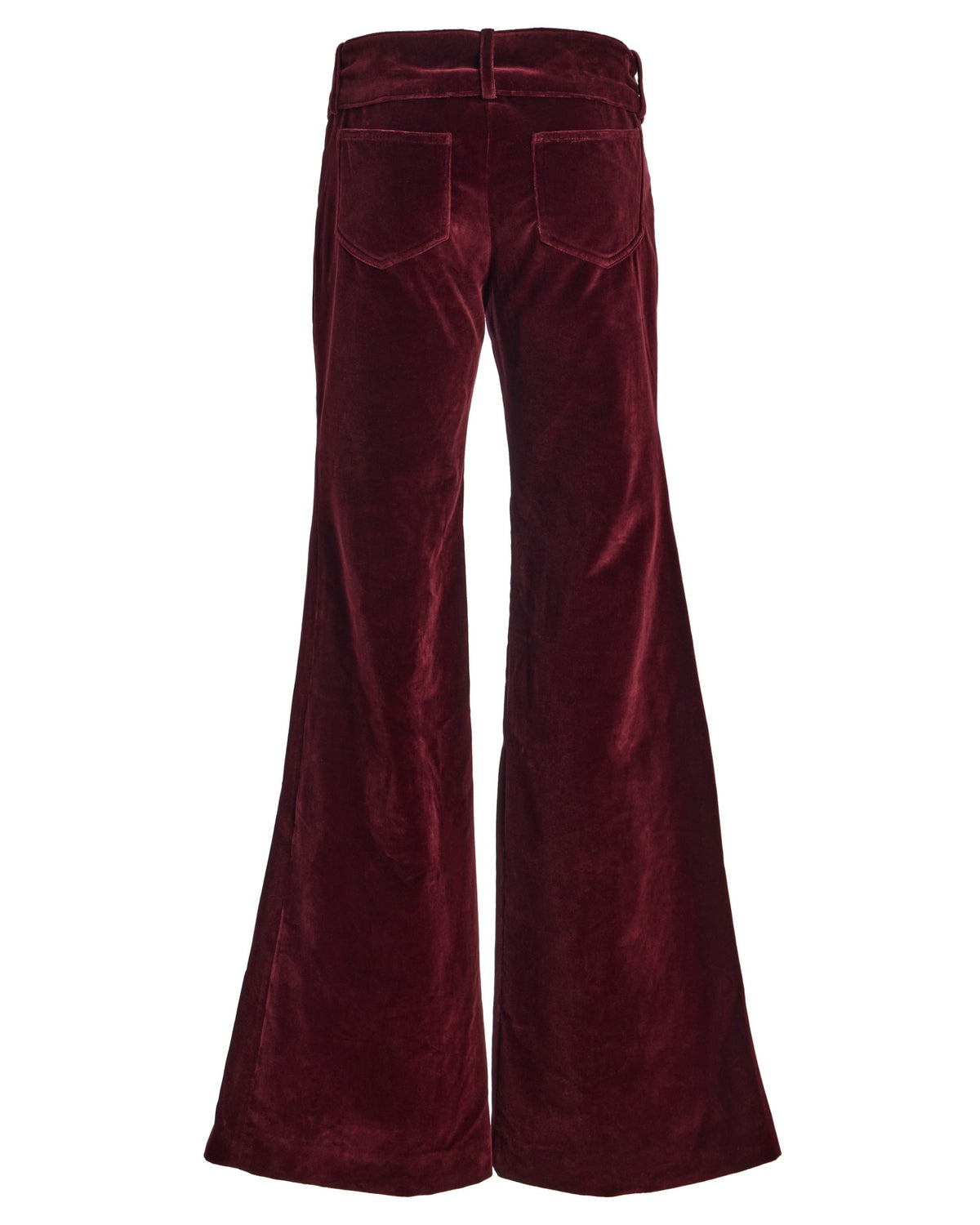 Françoise Clover Pant in burgundy velvet, flat lay back view