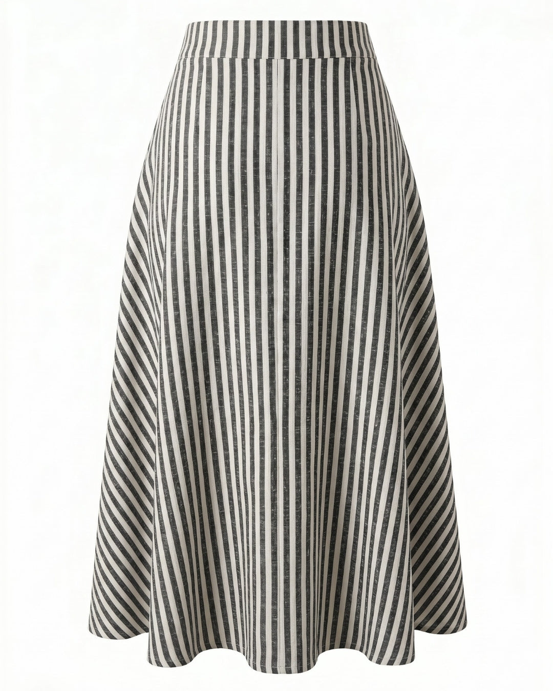 Françoise Maia Skirt, back view, A-line silhouette in striped raw silk