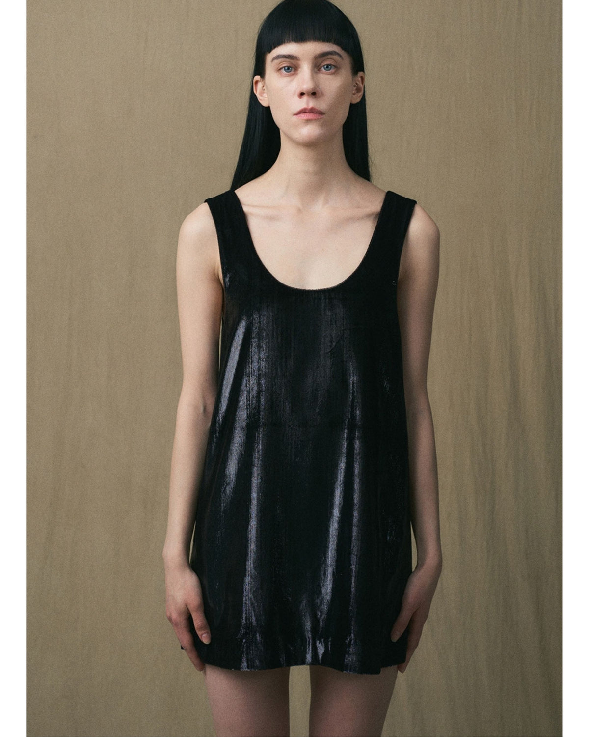 JINSUN Sequinned Mini Dress in black, front view