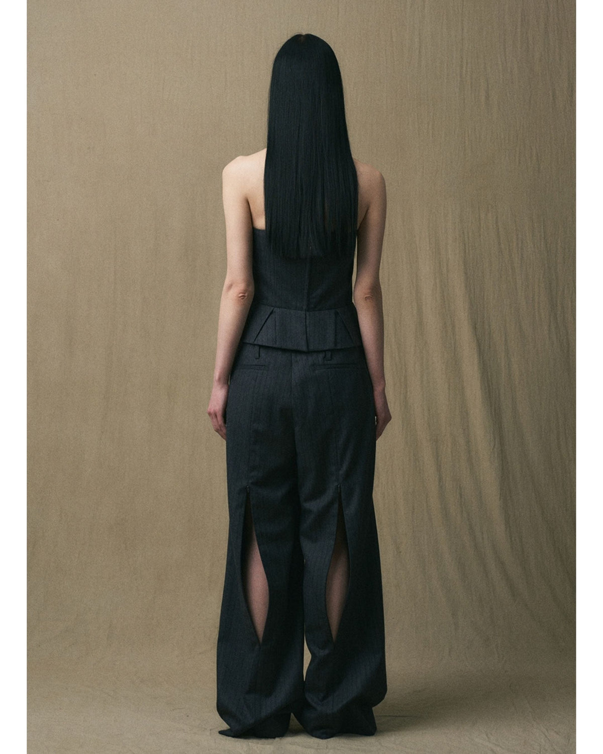 JINSUN strapless wool-cashmere corset top, back view