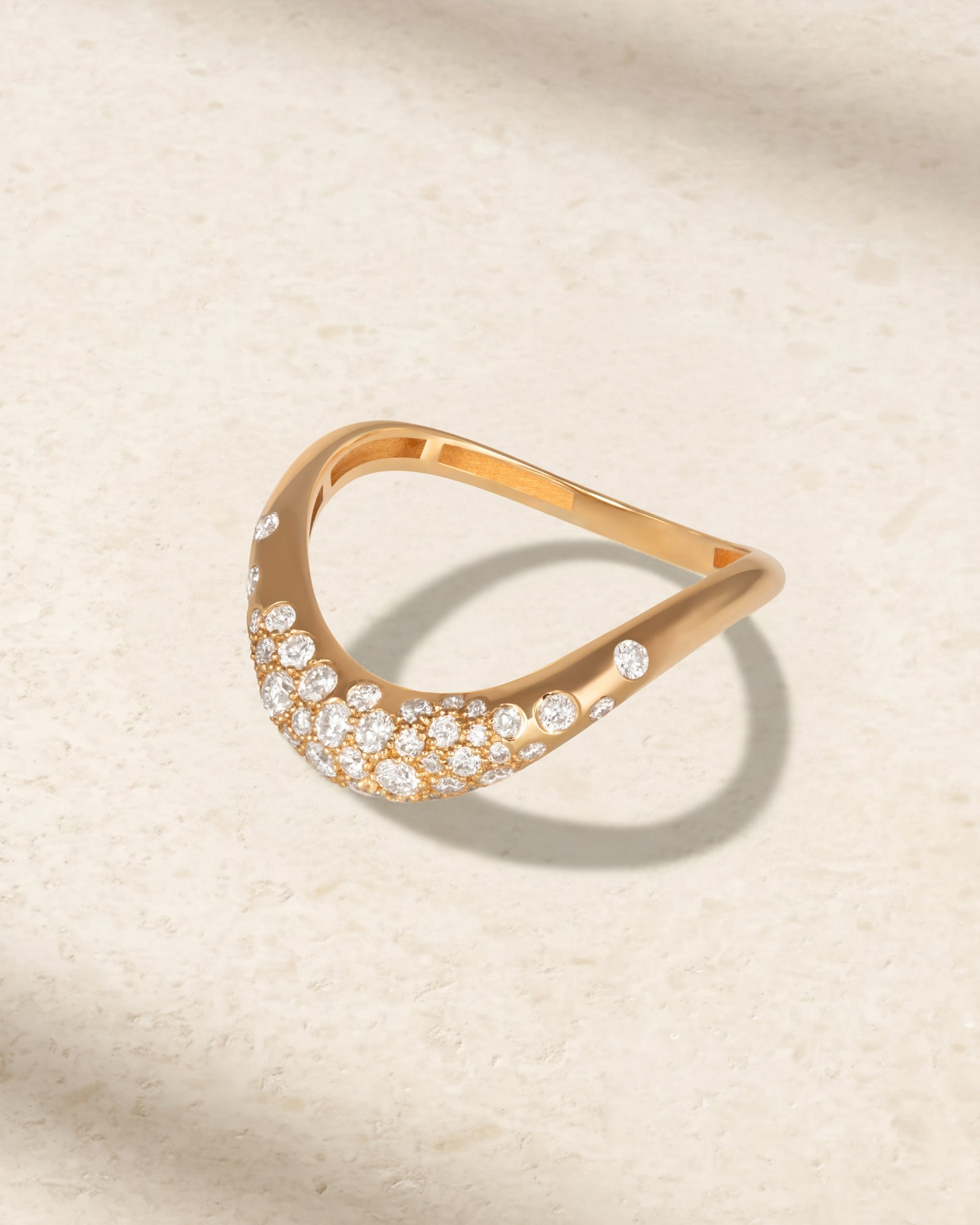 L’Atelier Nawbar Boa Full Diamond Ring — gold pavé diamond — angled view