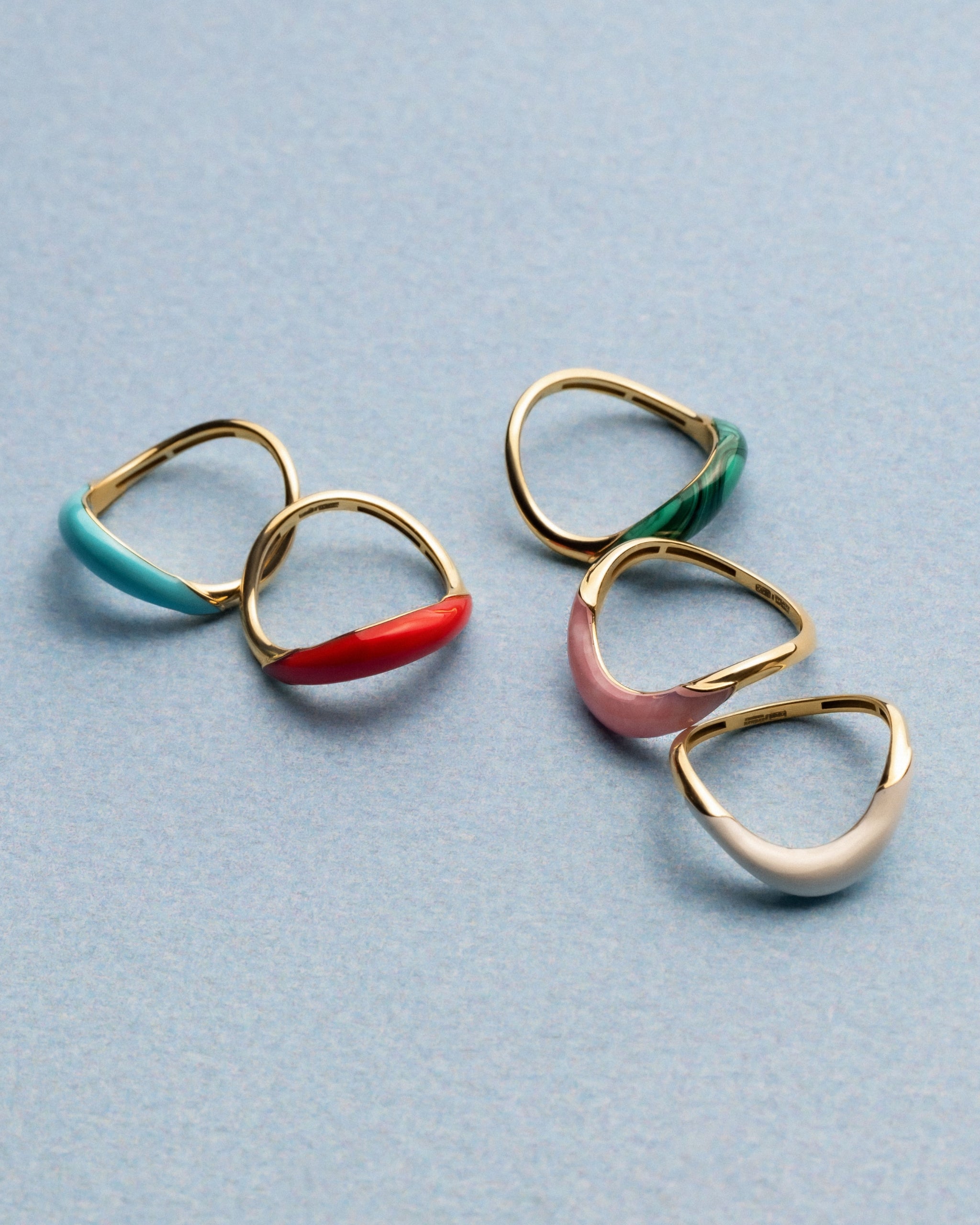 L’Atelier Nawbar Boa Rings — stack with White Onyx variation highlighted