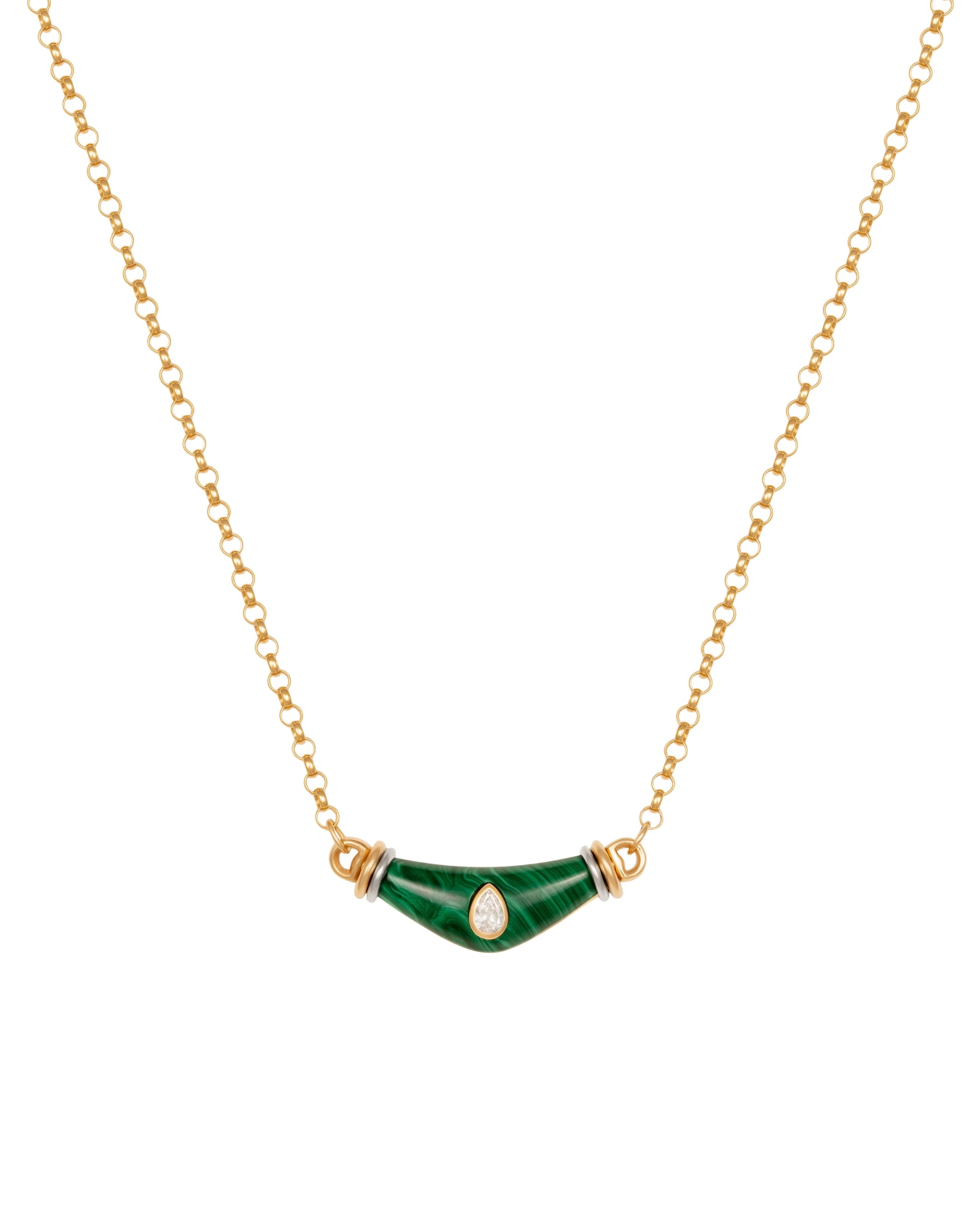 L’Atelier Nawbar – Diamond Drop Karma Necklace Malachite – front view