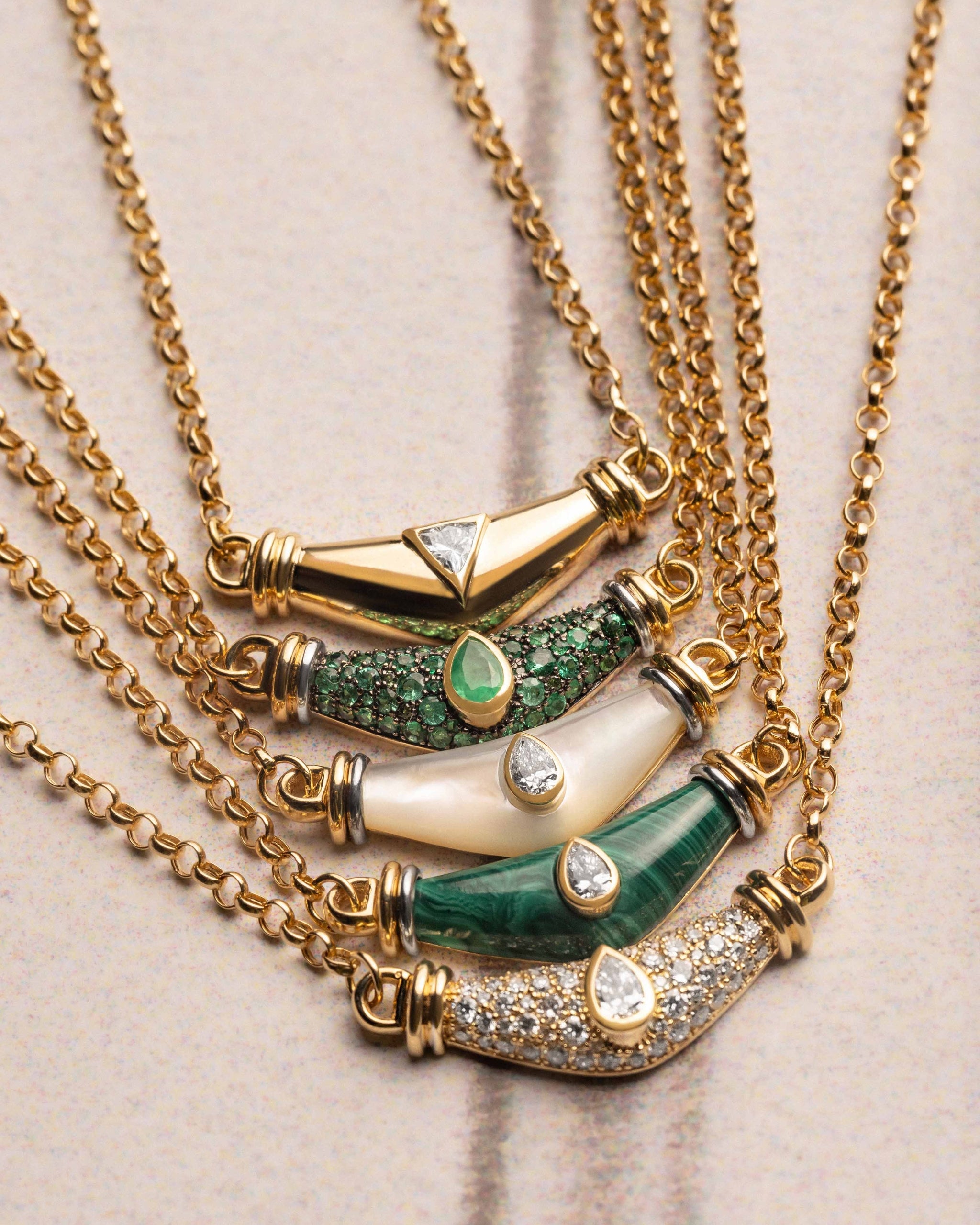 L’Atelier Nawbar Full Pear Diamond Karma Necklace — collection styling