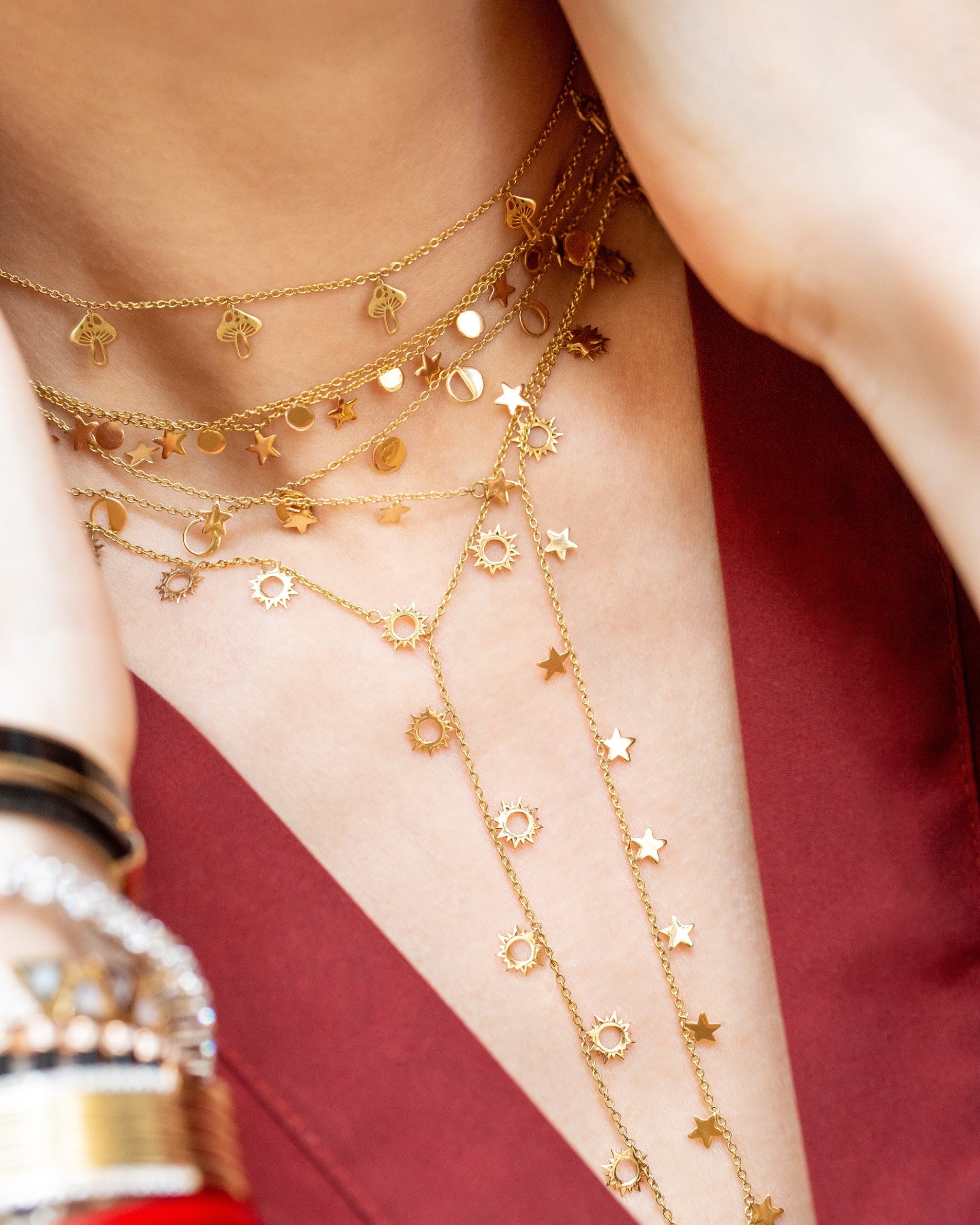 L’Atelier Nawbar Moon Circulation Choker — layered styling close-up