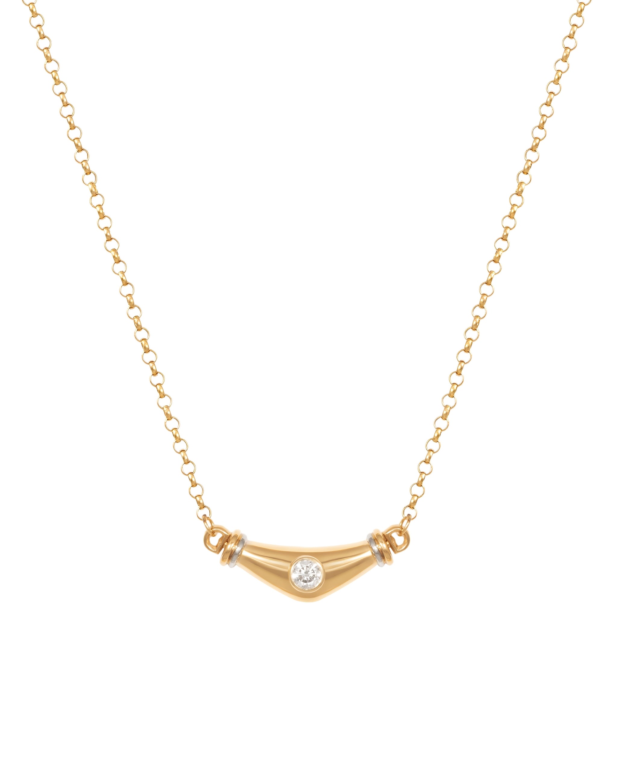 L’Atelier Nawbar — Round Diamond Karma Necklace — close-up on textured surface