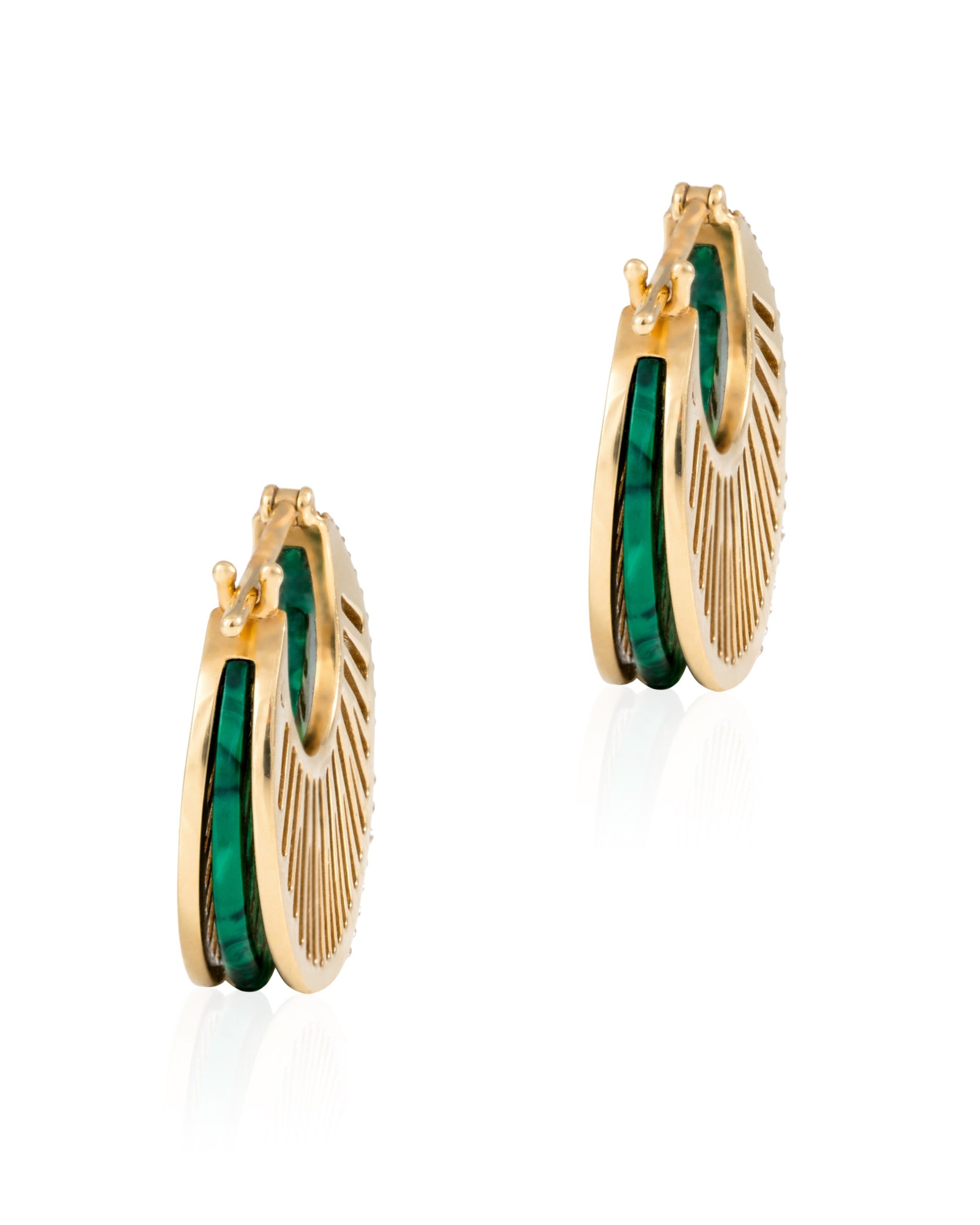 L’Atelier Nawbar Stoned Rays Hoops with diamond pavé — front angle