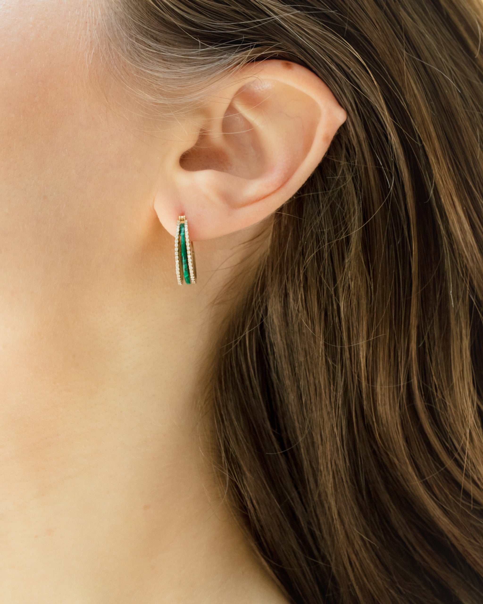 L’Atelier Nawbar Stoned Rays Hoops — malachite inlay detail