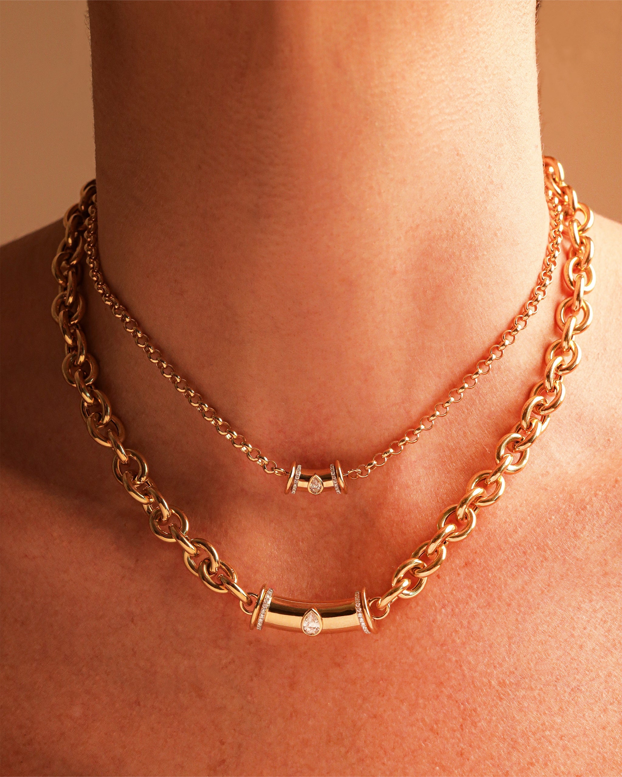 L’Atelier Nawbar – Warrior Princess Diamond Drop Necklace – worn layered