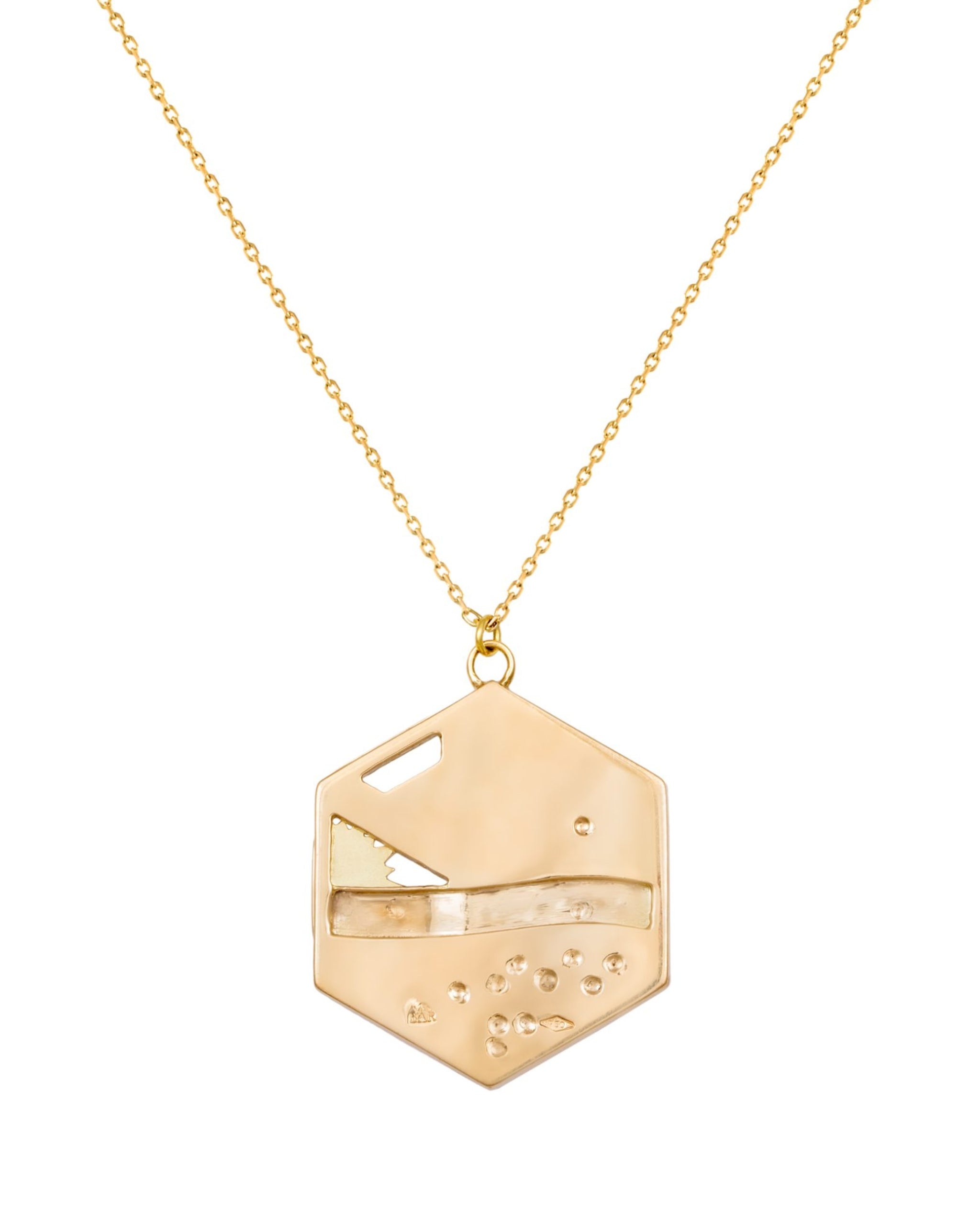 L’Atelier Nawbar Biladi Pendant — polished gold back view