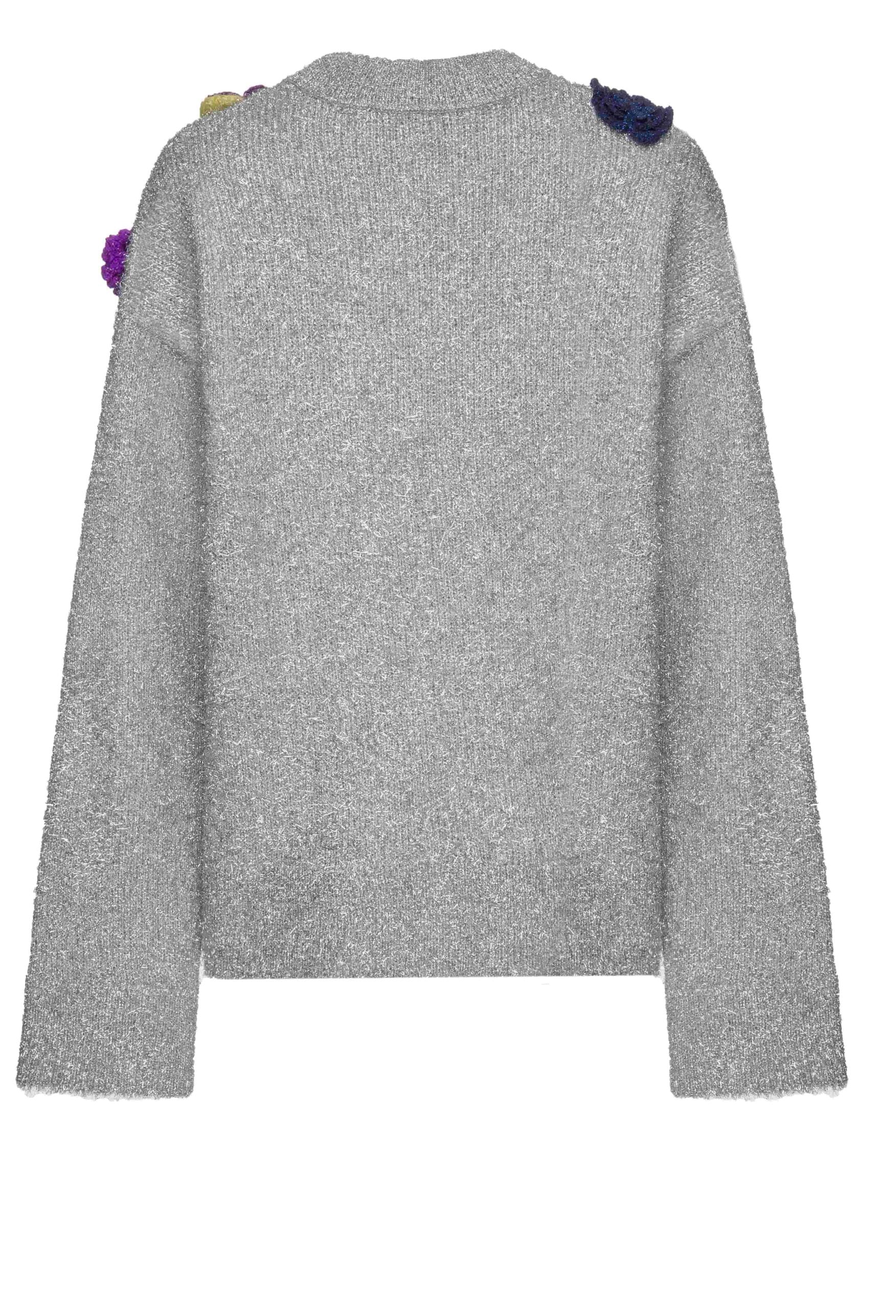 Back view of the Floris Sweater in grey knit