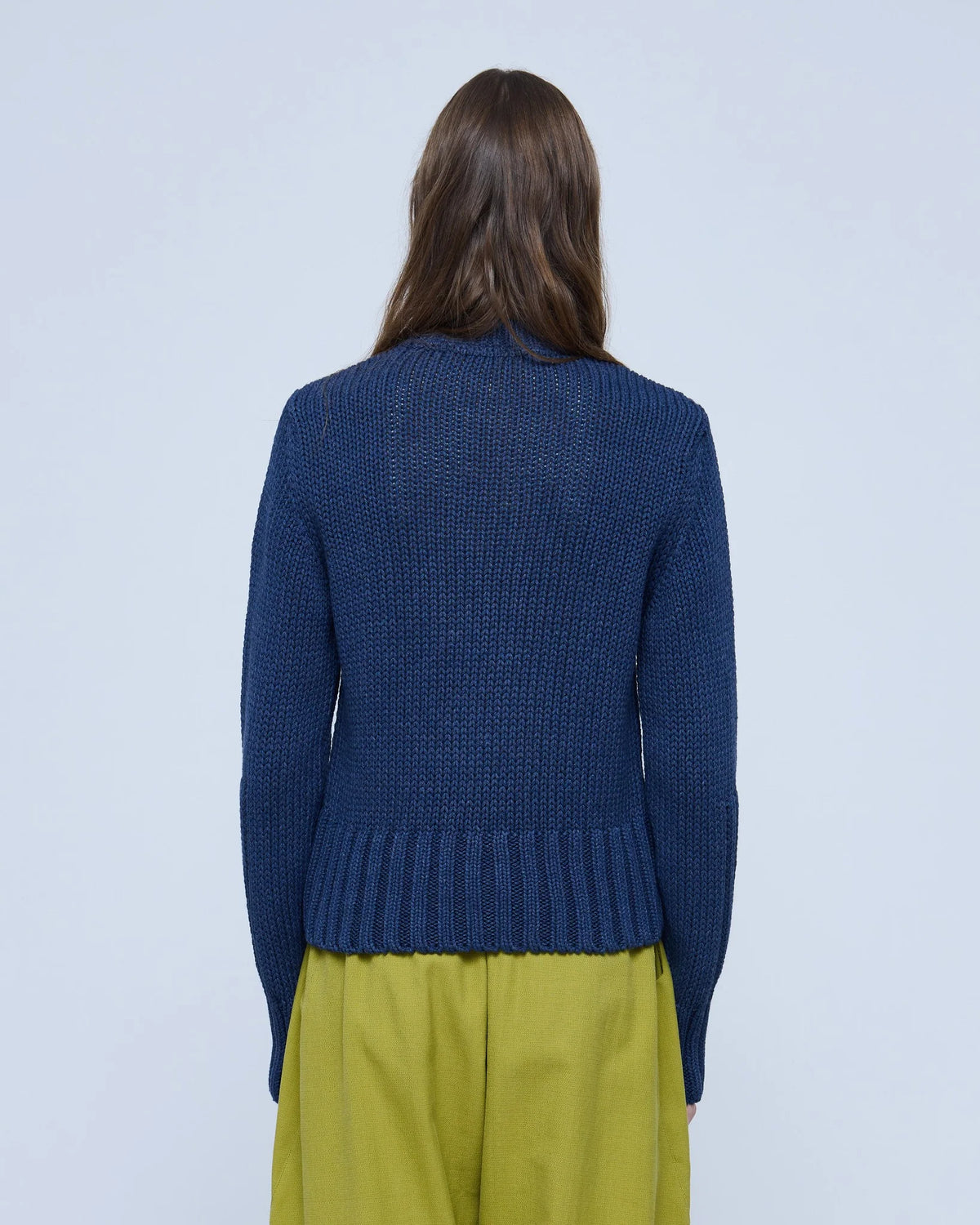 Back view of the MARTAN Floyd Sweater in anthracite blue
