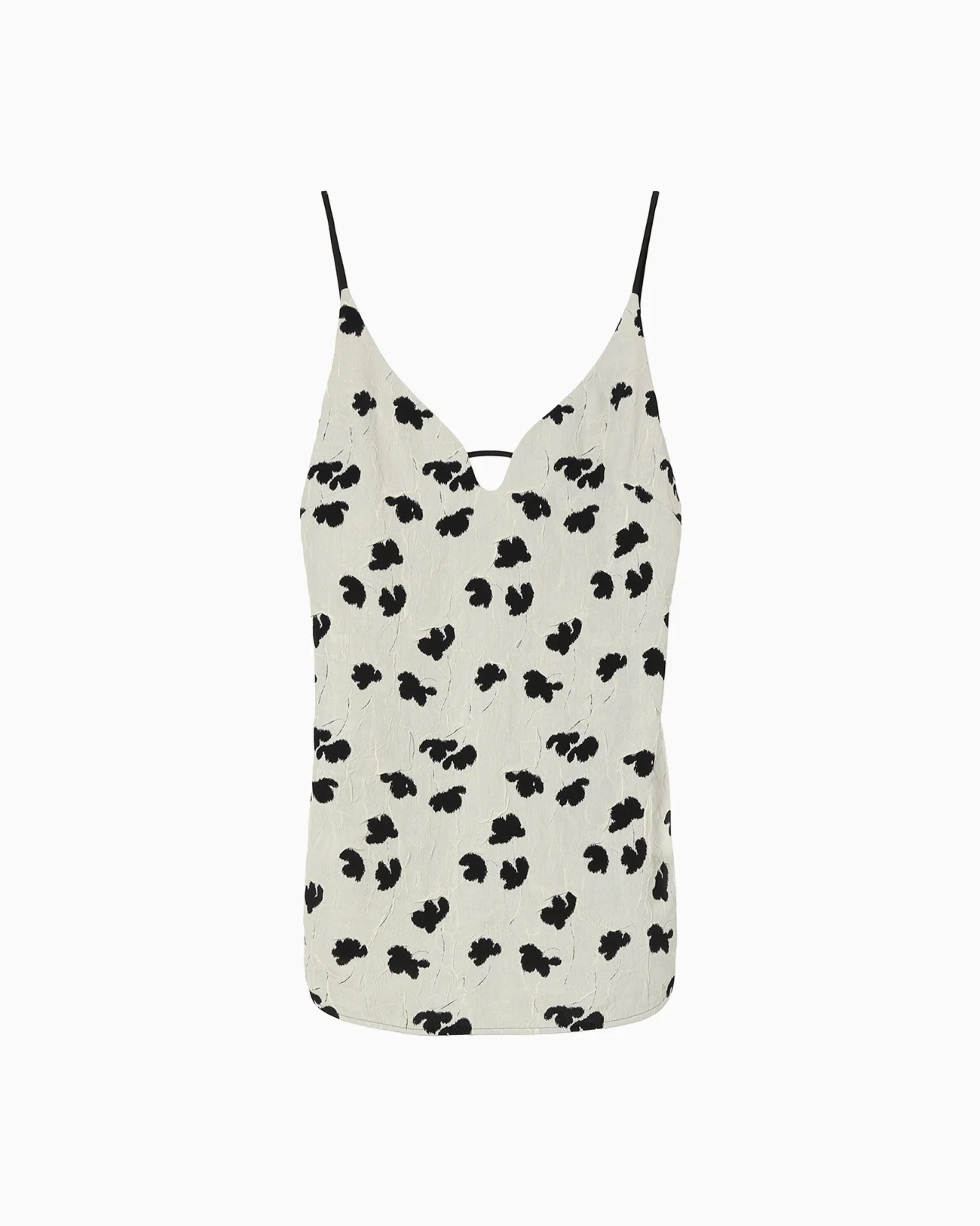 Mame Kurogouchi Double Layered Floral Jacquard Camisole in Ecru — front flat lay