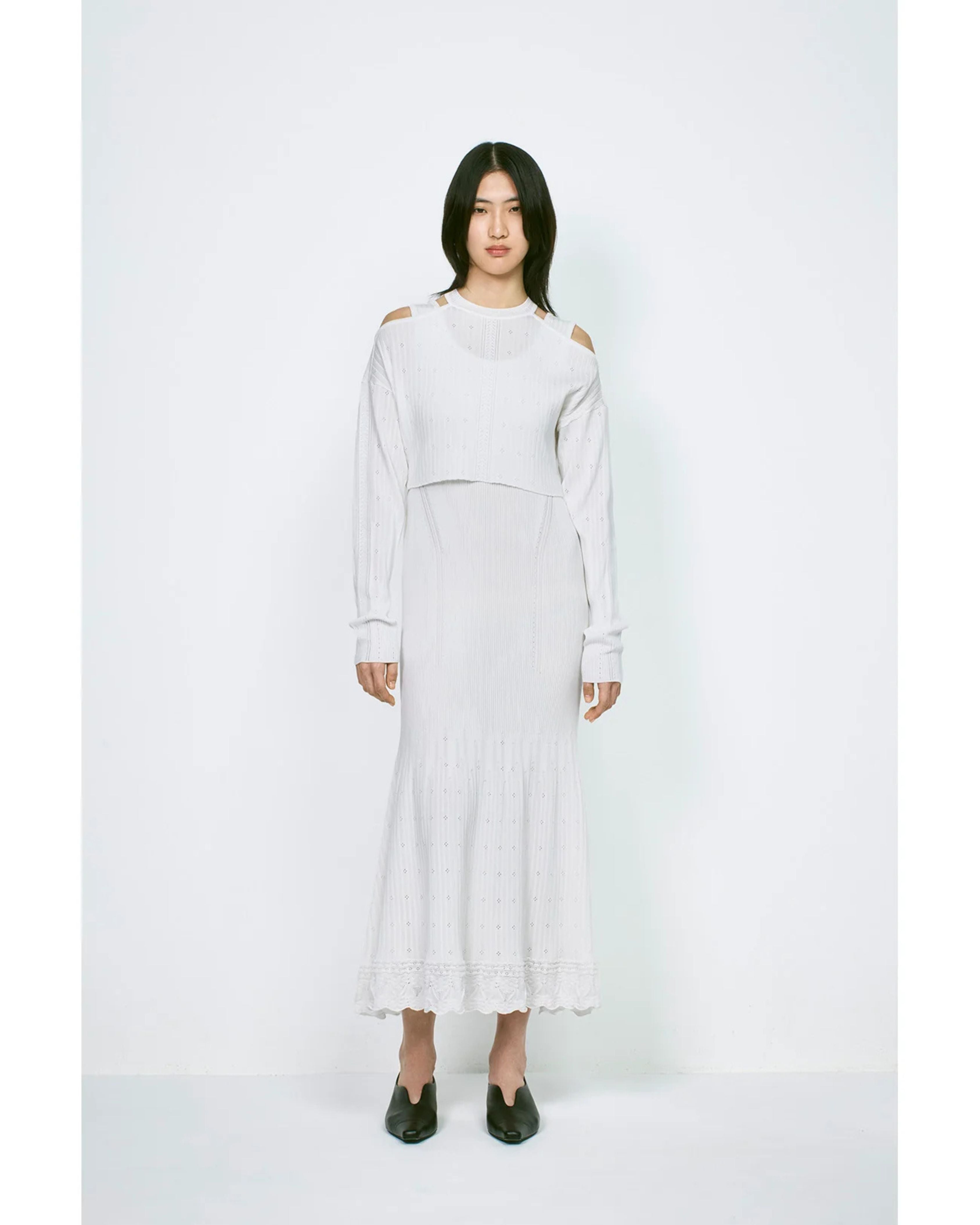 Ribbed Eyelet Knit Dress