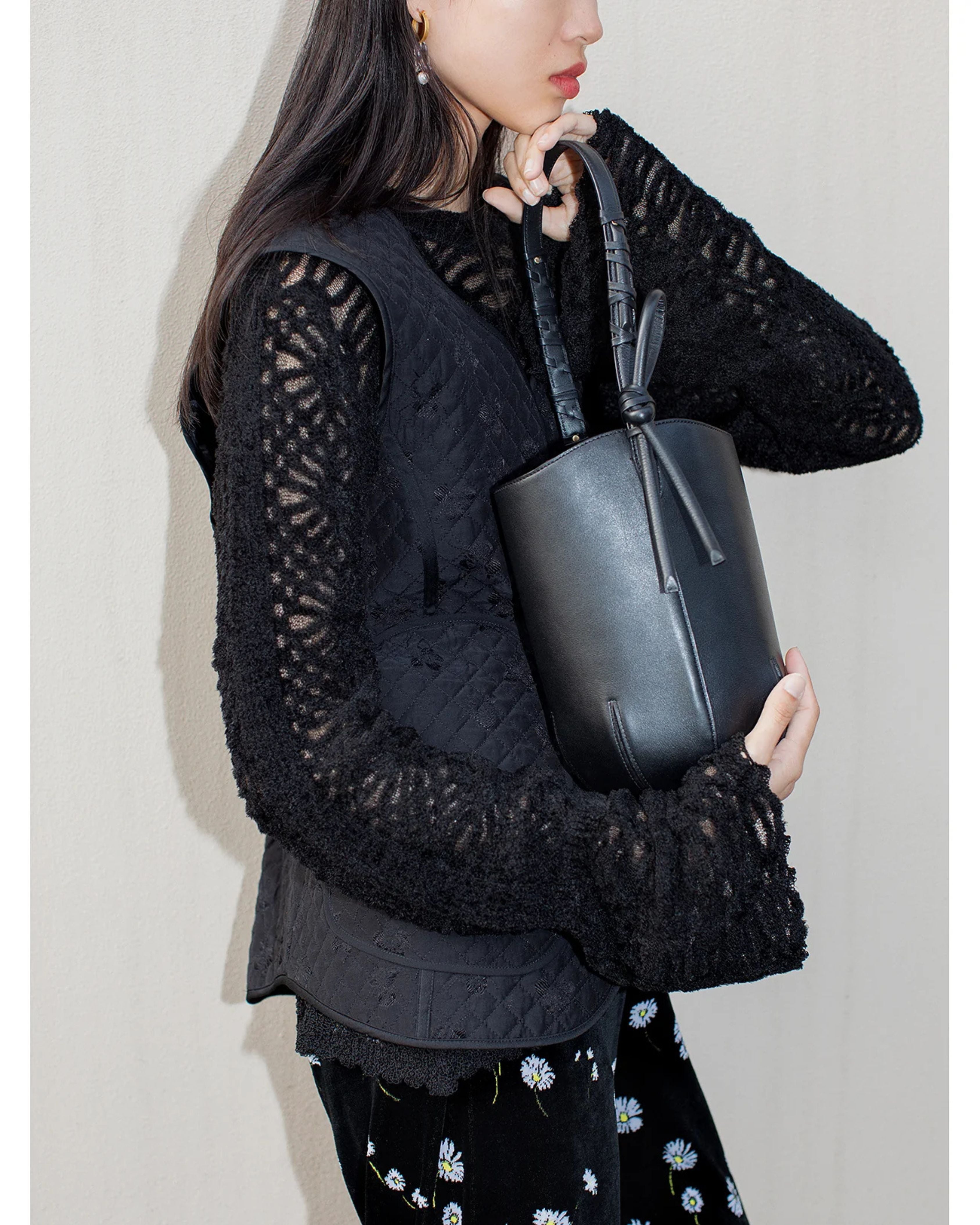 Sheer Jacquard Mole Knit Top