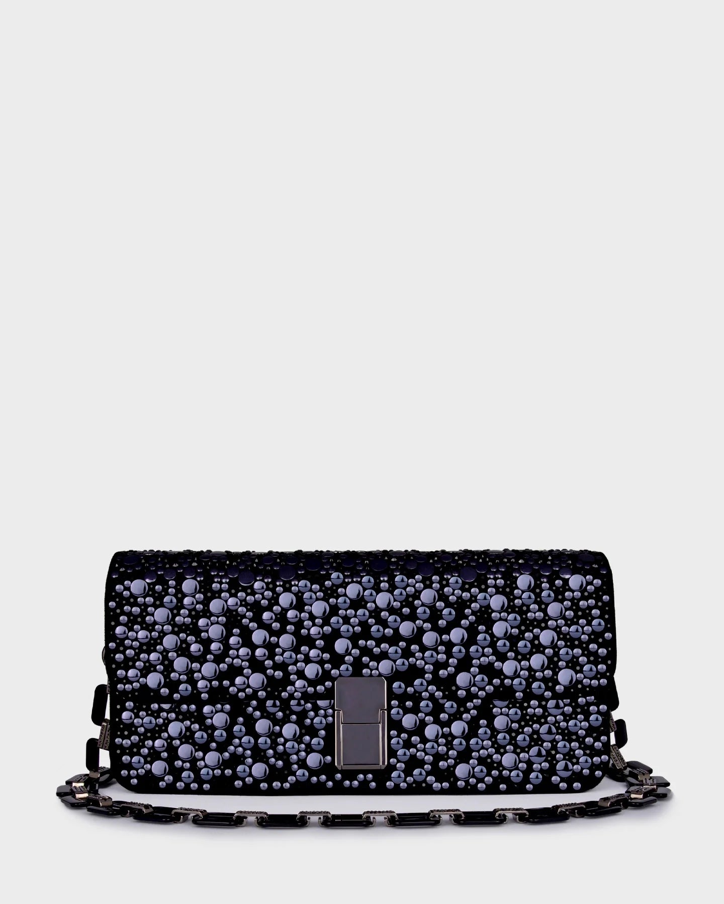 Marina Raphael — Luna in Gunmetal Embellished Suede — Front View