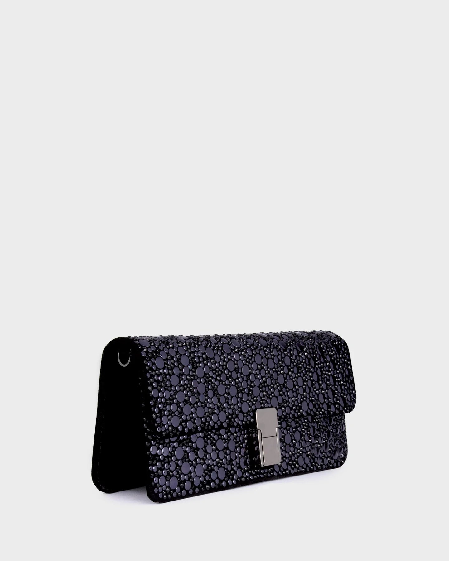 Marina Raphael — Luna in Gunmetal Embellished Suede — Angled View