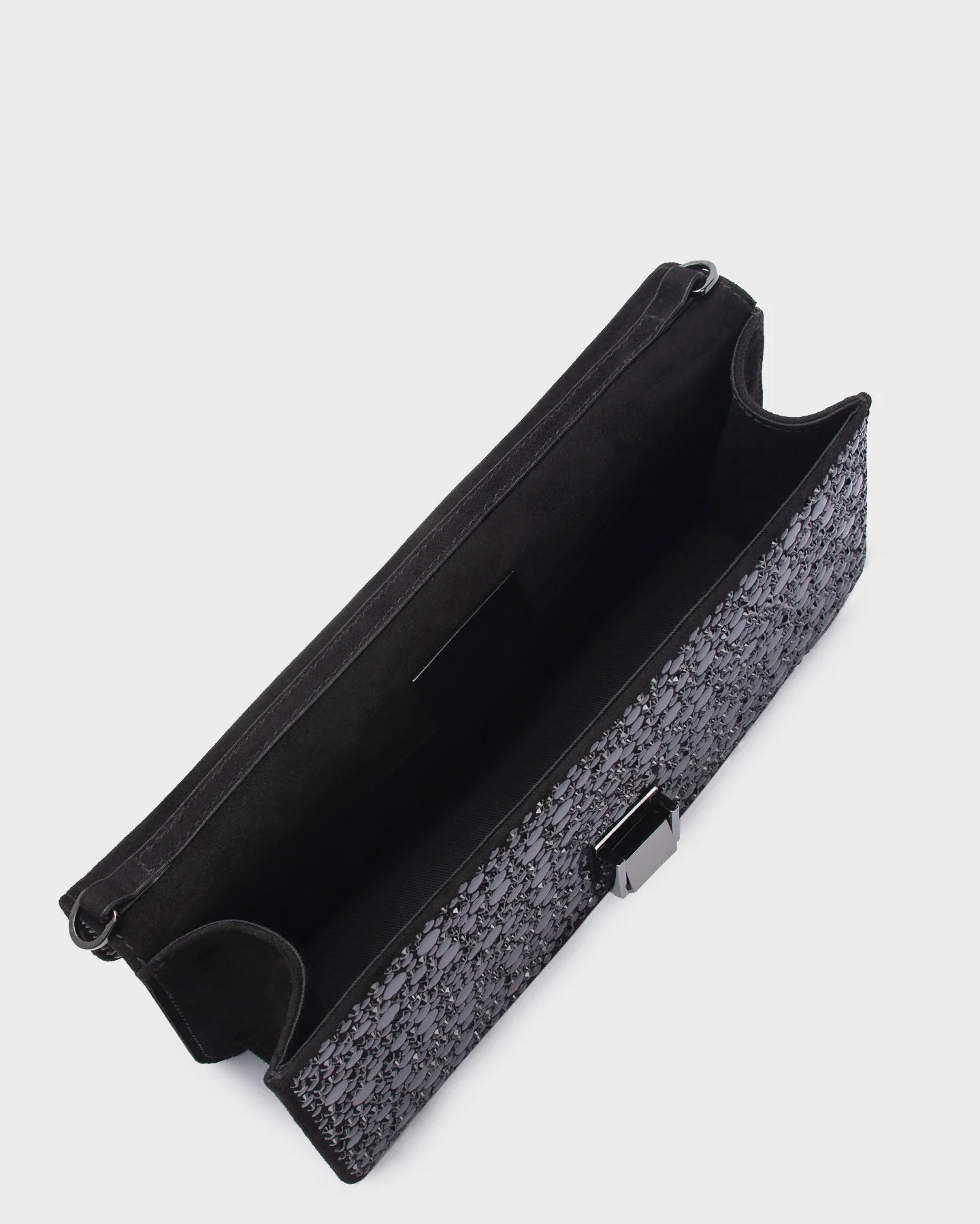 Marina Raphael — Luna in Gunmetal Embellished Suede — Interior Top View