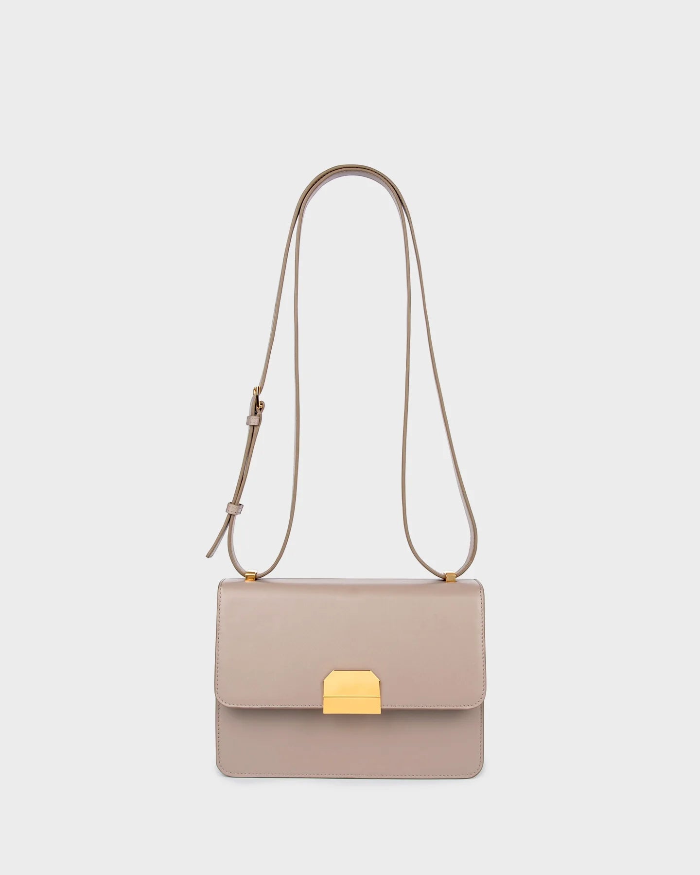 Marina Raphael Alex Bag in Taupe Napa — front with strap