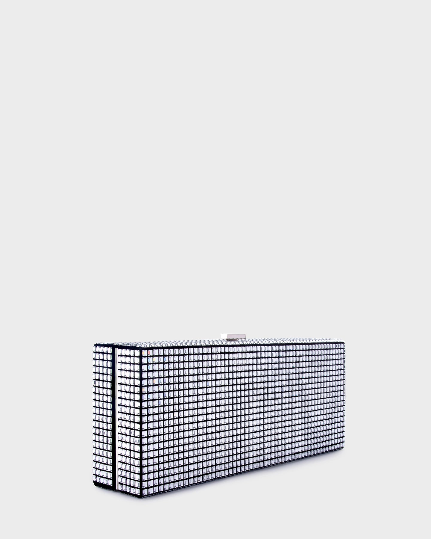Marina Raphael Cassie Clutch in Silver Crystal — three-quarter angle