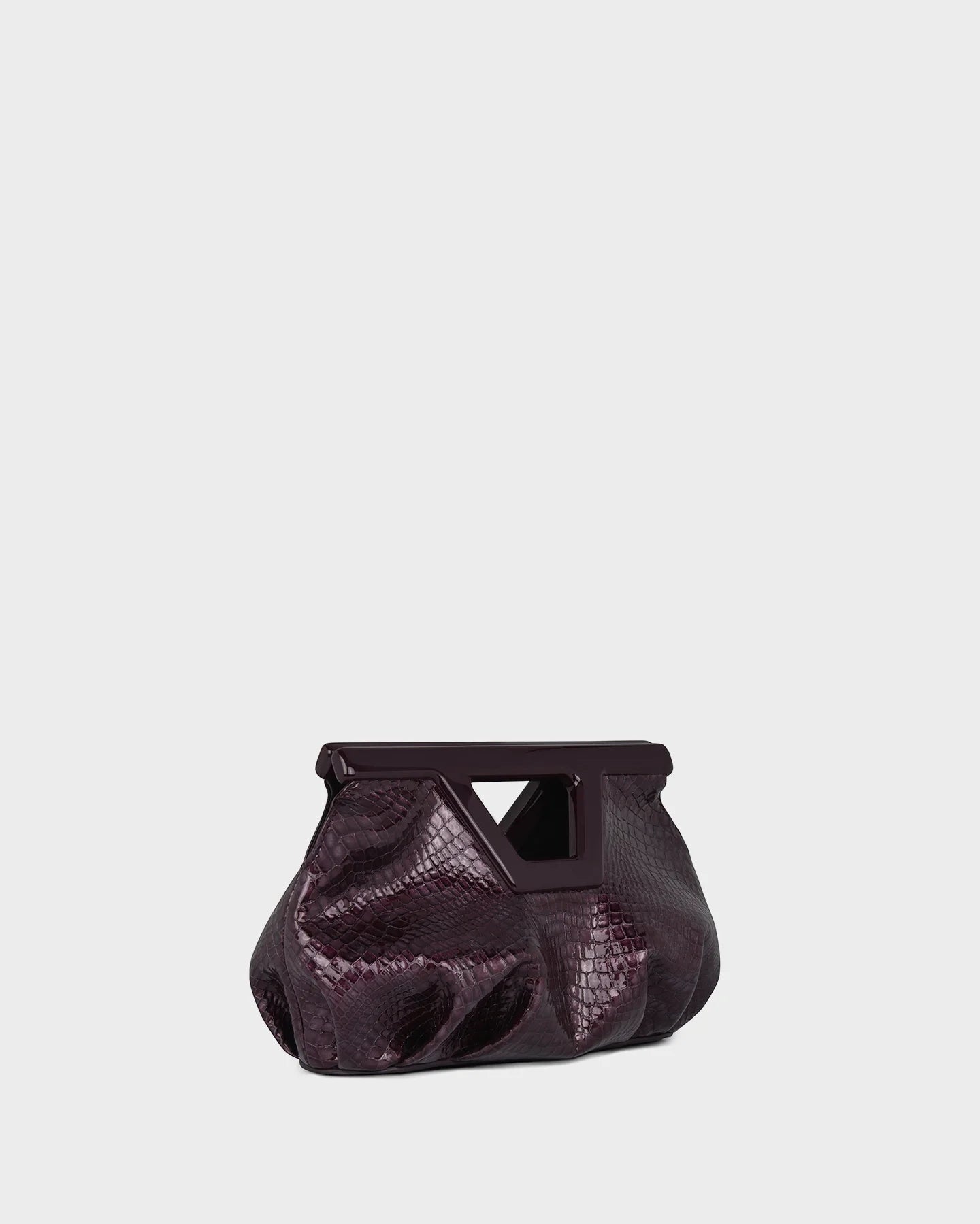 Marina Raphael Georgia Micro in purple croc-effect leather — three-quarter view