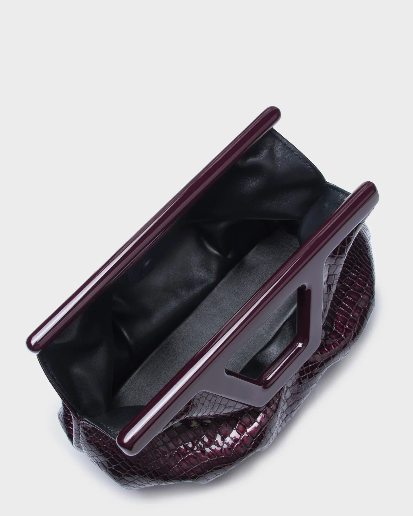 Marina Raphael Georgia Micro in purple croc-effect leather — top-down interior view