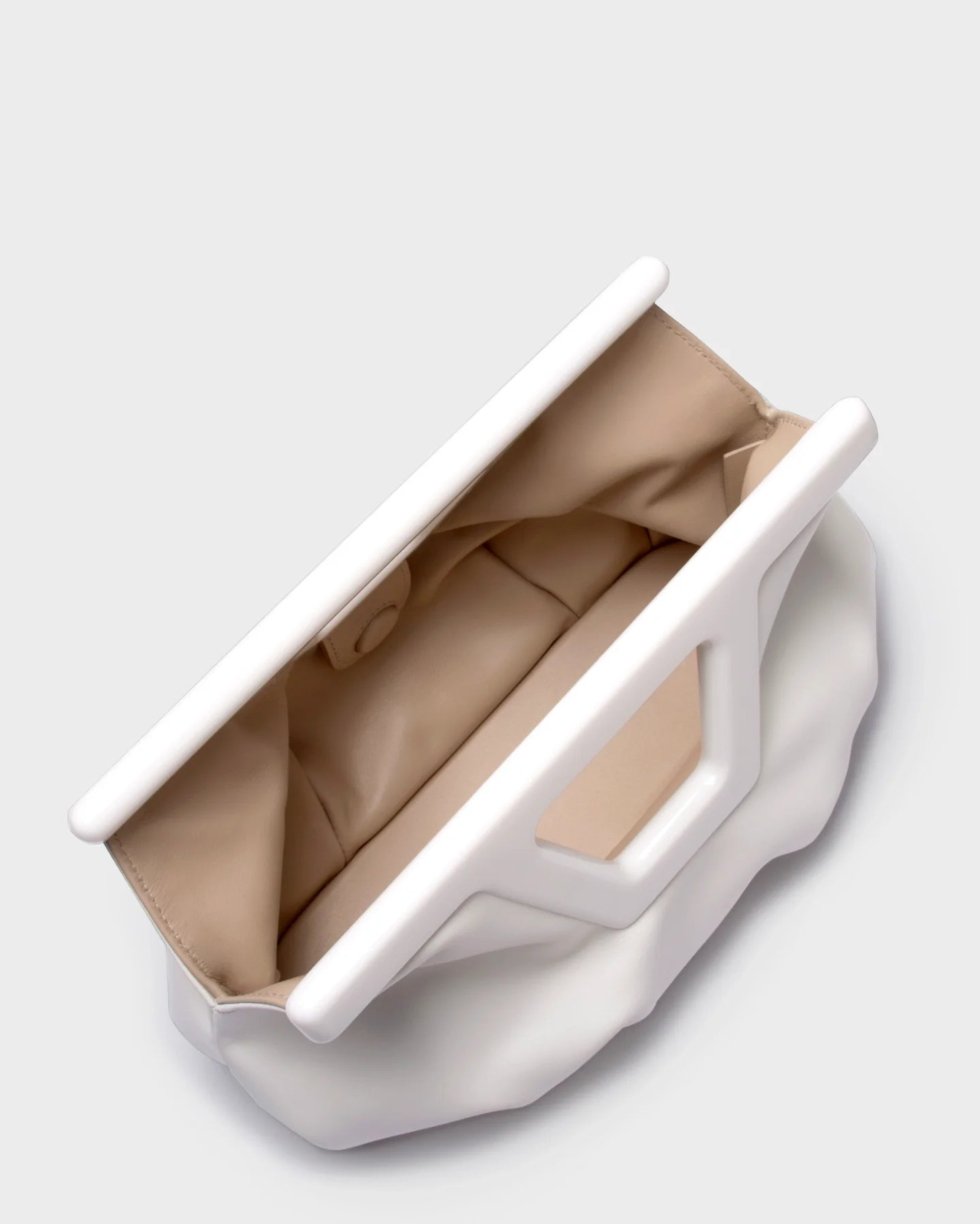 Top-down interior view of Georgia bag in beige napa leather