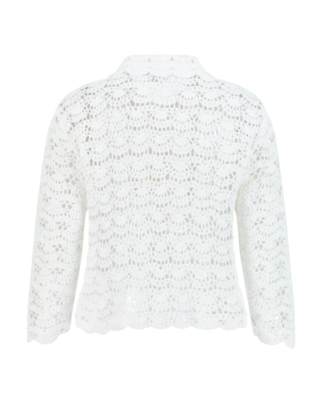 Marlies Grace Rosamund Top — flat lay back view, ivory white hand crochet