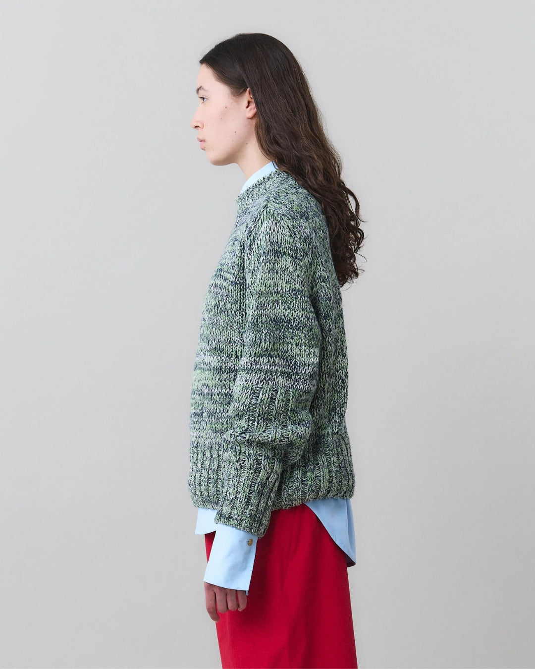 MARTAN Floyd Sweater, side view showing cropped silhouette and sleeve detail