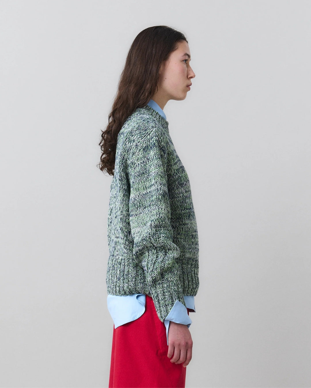 MARTAN Floyd Sweater, side view showing forearm stripe detail