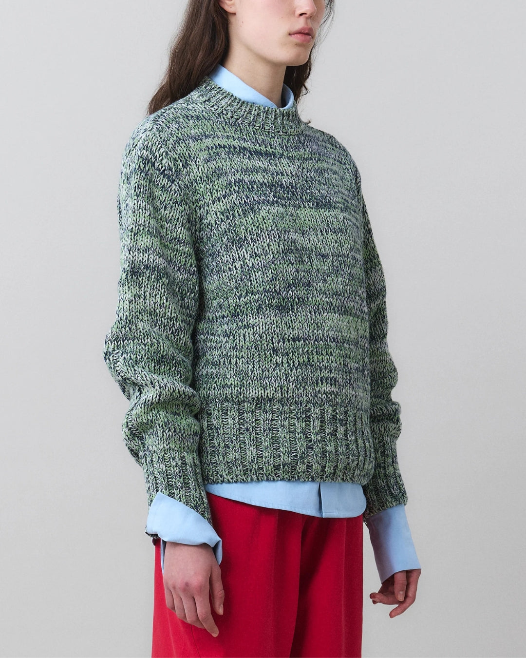 MARTAN Floyd Sweater, front view showing cropped fit and colourway