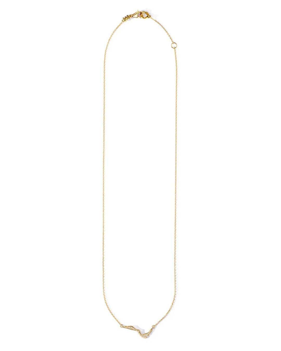 Full view of the Milamore Kintsugi Mini Pavé Necklace arranged on a white background.