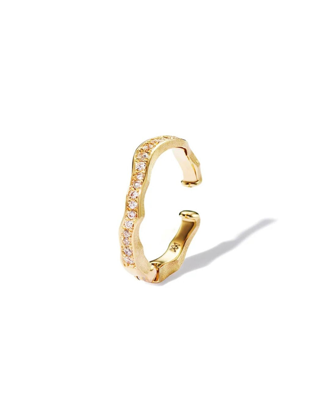 Milamore Kintsugi Pavé Vine Ear Cuff with pavé-set natural diamonds on a white background.