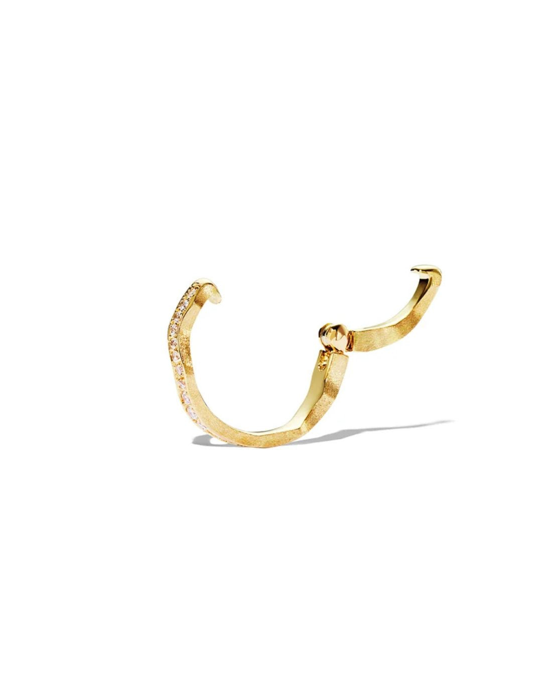 Rear view of the hinged Milamore Kintsugi Pavé Vine Ear Cuff in 18K yellow gold.