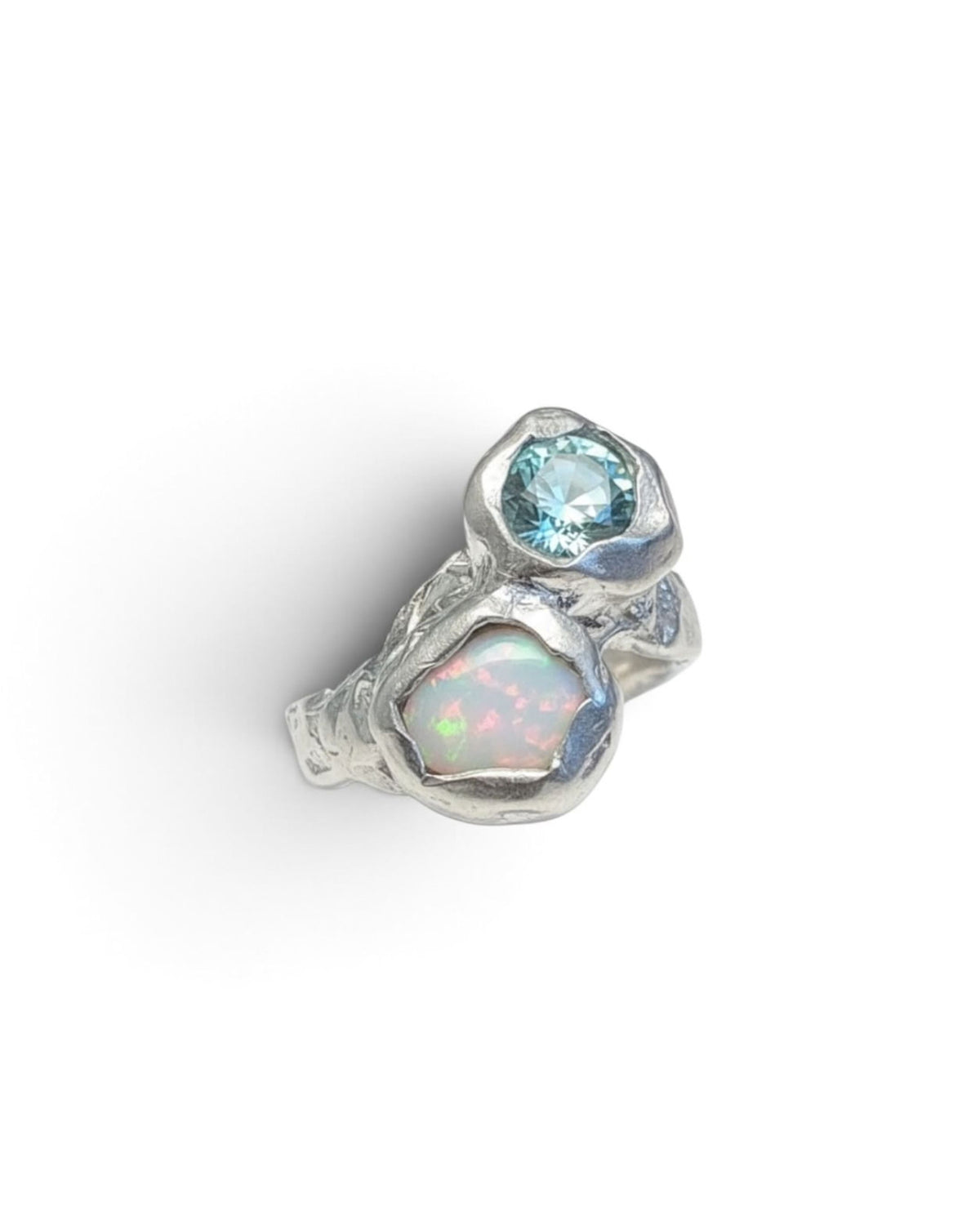 Camila D. Daneri Opal &amp; Moissanite Ring in sterling silver, side angle view