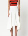 Asymmetrical White Midi Skirt